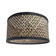 Naturel met zwart bamboe/houten lampenkap K1068BS ⌀40cm met E27 support. - Zwart - Bamboe, Hout - Steinhauer