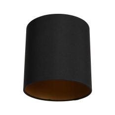 Zwart fijn Linnen Lampenkap K1562SS met E27 support en goudkleurige binnenkant. - Zwart - Textiel - Steinhauer