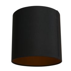 Zwart fijn Linnen Lampenkap K1563SS met E27 support en goudkleurige binnenkant. - Zwart - Textiel - Steinhauer
