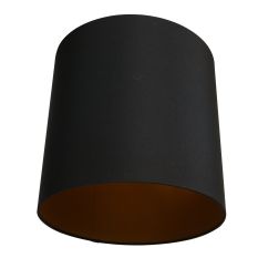 Zwart fijn Linnen Lampenkap K1564SS met E27 support en goudkleurige binnenkant. - Zwart - Textiel - Steinhauer