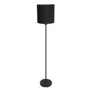 Vloerlamp Noor 1564ZW Zwart inclusief zwart met goud linnen kap