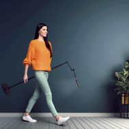 Vloerlamp Soleil accu 3515ZW zwart met zwenkarm