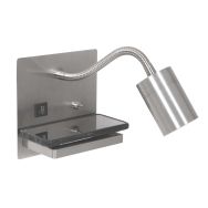 Wandlamp Upround 3654ST Staal met draadloze telefoonlader
