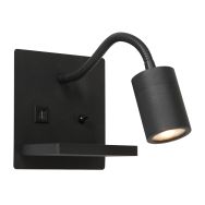 Wandlamp Upround 3654ZW Zwart met draadloze telefoonlader