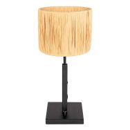 Zwarte tafellamp Stang 3708ZW met draai schakelaar en naturel gras kap