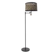 Zwarte vloerlamp Stang 3717ZW met leeslamp en naturel zwart bamboe kap