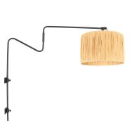 Schwarze Wandleuchte mit Schwenkarm Linstrom 3721ZW mit Naturgrasschirm