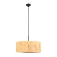 Zwarte hanglamp Sparkled Light 3754ZW met naturel gras kap