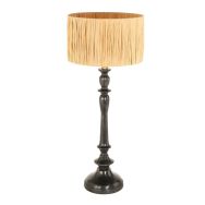 Zwarte lampenvoet Bois 3766ZW met naturel gras lampenkap