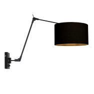 Zwarte wandlamp Prestige Chic 3986ZW met zwart linnen kap