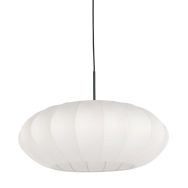 Zwarte hanglamp Sparkled Light 3809ZW met wit zeiden kap
