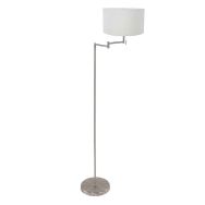 Staalkleurige vloerlamp Bella 3878ST met wit grof linnen kap