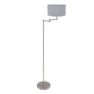 Staalkleurige vloerlamp Bella 3882ST met blauw linnen lampenkap