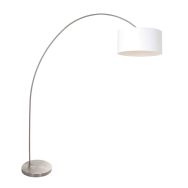 Booglamp Solva 3908ST Staal met een wit linnen lampenkap
