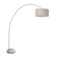 Booglamp Solva 3912ST Staal met een grijs linnen lampenkap