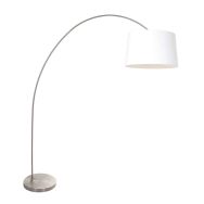 Booglamp Solva 3916ST met een wit linnen lampenkap