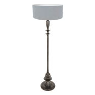 Zwarte vloerlamp Bois 3925ZW met schakelaar en spijkerstof blauw linnen kap