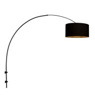 Black arc wall lamp Sparkled Light 3967ZW with black gold linen shade