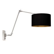 Staalkleurige wandlamp Prestige Chic 3985ST met zwart linnen kap