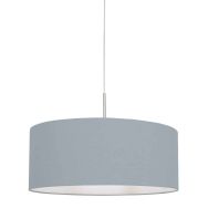 Staalkleurige hanglamp Sparkled Light 3993ST met blauw linnen kap