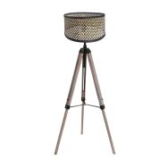 Vloerlamp Triek 4098ZW driepoot met een gevlochten bamboe kap