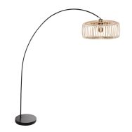 Black arc lamp / floor lamp Solva 4156ZW with natural bamboo shade