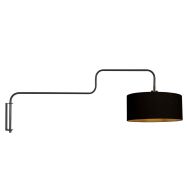 Zwarte Wandlamp Bloeba 4172ZW met zwart linnen kap