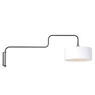 Zwarte Wandlamp Bloeba 4173ZW met wit linnen kap