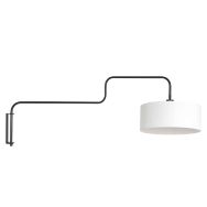 Zwarte Wandlamp Bloeba 4175ZW met wit grof linnen kap