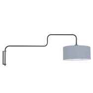 Zwarte Wandlamp Bloeba 4177ZW met blauw grof linnen kap