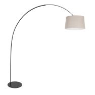 Lampadaire noir Curve 4258ZW avec abat-jour en lin gris brut – Design unique et utilisation fonctionnelle