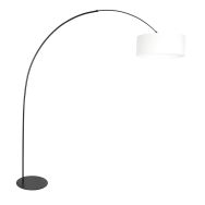 Lampadaire noir Curve 4260ZW avec abat-jour en lin blanc fin – Design unique et utilisation fonctionnelle