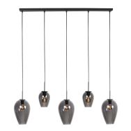HaloSwap 4280ZW – Zwarte langwerpige hanglamp met smoke glas in twee formaten