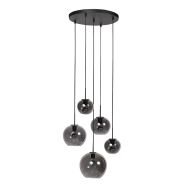 HaloSwap 4281ZW – Zwarte hanglamp met smoke glas in speels design