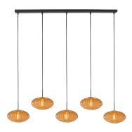 HaloSwap 4286ZW – Zwarte langwerpige hanglamp met warme amberkleurige glazen