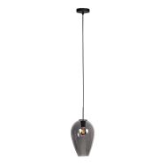 HaloSwap 4289ZW – Zwarte hanglamp met druppelvormig smoke glas van Ø22,5 cm