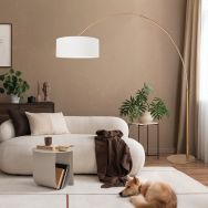 Lampe Arc Bronze Sparkled Light 4304BR – Éclairage Élégant avec Abat-jour en Lin Grossier