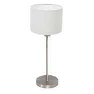 Tafellamp Noor 4414ST – Brushed steel with white linen shade