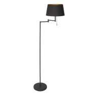 Vloerlamp Bella 5894ZW inclusief zwart linnen kap met gouden binnenkant
