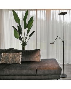 Vloerlamp Zodiac 2107ZW Zwart Knikarm Dimbaar - Zwart - Elektronica, Kunststof, Metaal - Steinhauer