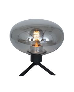 Tafellamp Reflexion 2681ZW zwarte lamp met smoke glas - Zwart - Elektronica, Glas, Metaal - Steinhauer
