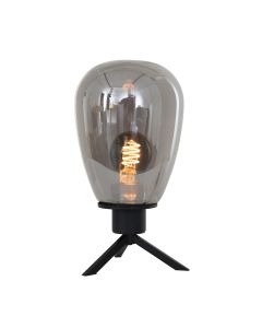 Tafellamp Reflexion 2682ZW zwarte lamp met smoke glas - Zwart - Elektronica, Glas, Metaal - Steinhauer