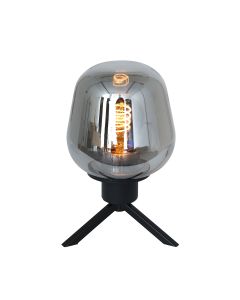 Tafellamp Reflexion 2683ZW zwarte lamp met smoke glas - Zwart - Elektronica, Glas, Metaal - Steinhauer