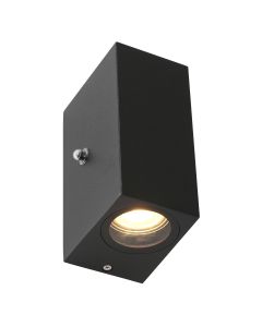 Buitenlamp Logan 2721ZW - zwarte sensorlamp met up-down licht - Zwart - Elektronica, Glas, Metaal - Steinhauer