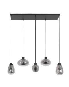 Hanglamp Reflexion 3078ZW zwarte 5 lichts lamp met smoke glas - Zwart - Elektronica, Glas, Metaal - Steinhauer (foto 2)