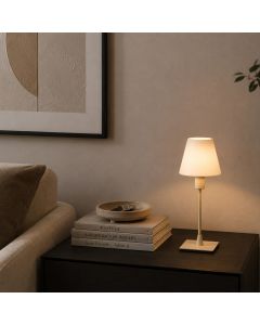 Tafellamp Ancilla 3100CR crème touch on/off met wit glas