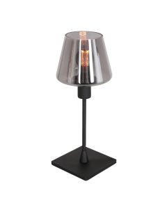 Tafellamp Ancilla 3102ZW zwart touch on/off met smoke glas - Zwart - Elektronica, Glas, Metaal - Steinhauer