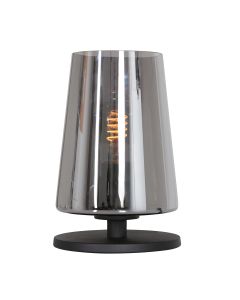 Tafellamp Ancilla 3103ZW zwart touch on/off met smoke glas - Zwart - Elektronica, Glas, Metaal - Steinhauer