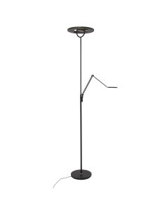Vloerlamp Soleil 3258ZW Zwart met verstelbare leesarm - Zwart - Elektronica, Kunststof, Metaal - Steinhauer