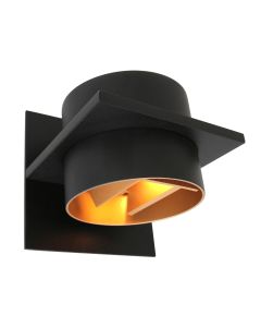 Wandlamp Muro 3366ZW zwart G9 LED lamp met goudkleurige binnenkant - Zwart - Elektronica, Kunststof, Metaal - Steinhauer